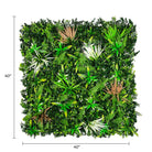 Artificial vertical garden panel by Designer Plants USA, luxury green wall with lush tropical foliage, UV resistant, 40x40 inches.