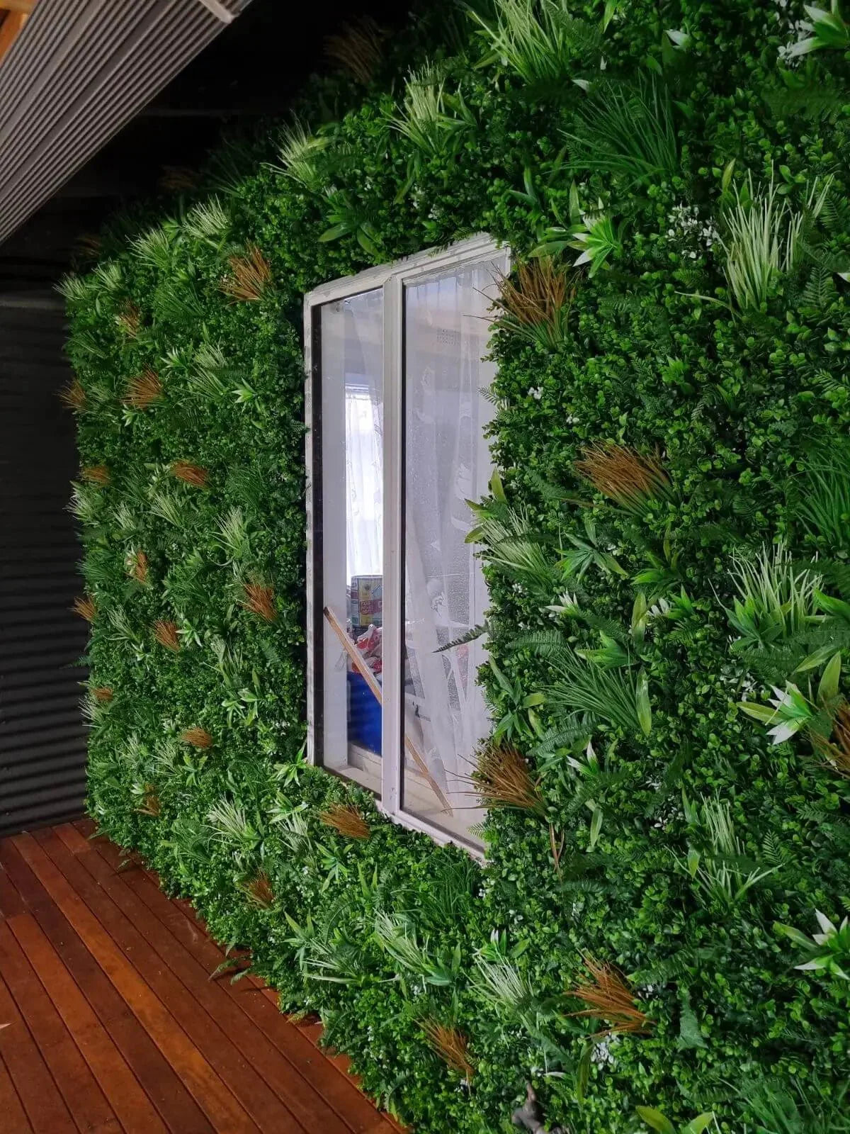 Wild Tropics artificial vertical garden wall panel by Designer Plants USA, faux grass indoor living wall, UV resistant, 40x40 inches
