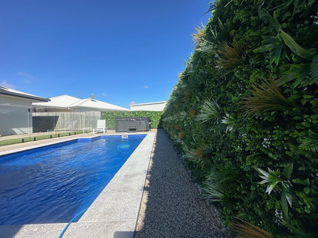 Wild Tropics artificial vertical garden panel by Designer Plants USA, 40x40 inch green wall with UV-resistant, commercial-grade living wall design.
