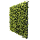 Yellow English Boxwood artificial vertical garden panel by Designer Plants USA, side view, UV resistant, 40x40 inch living wall.
