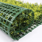 Yellow English boxwood artificial vertical garden panel with lush leaves, UV resistant, designed for living walls, 40x40 inches.