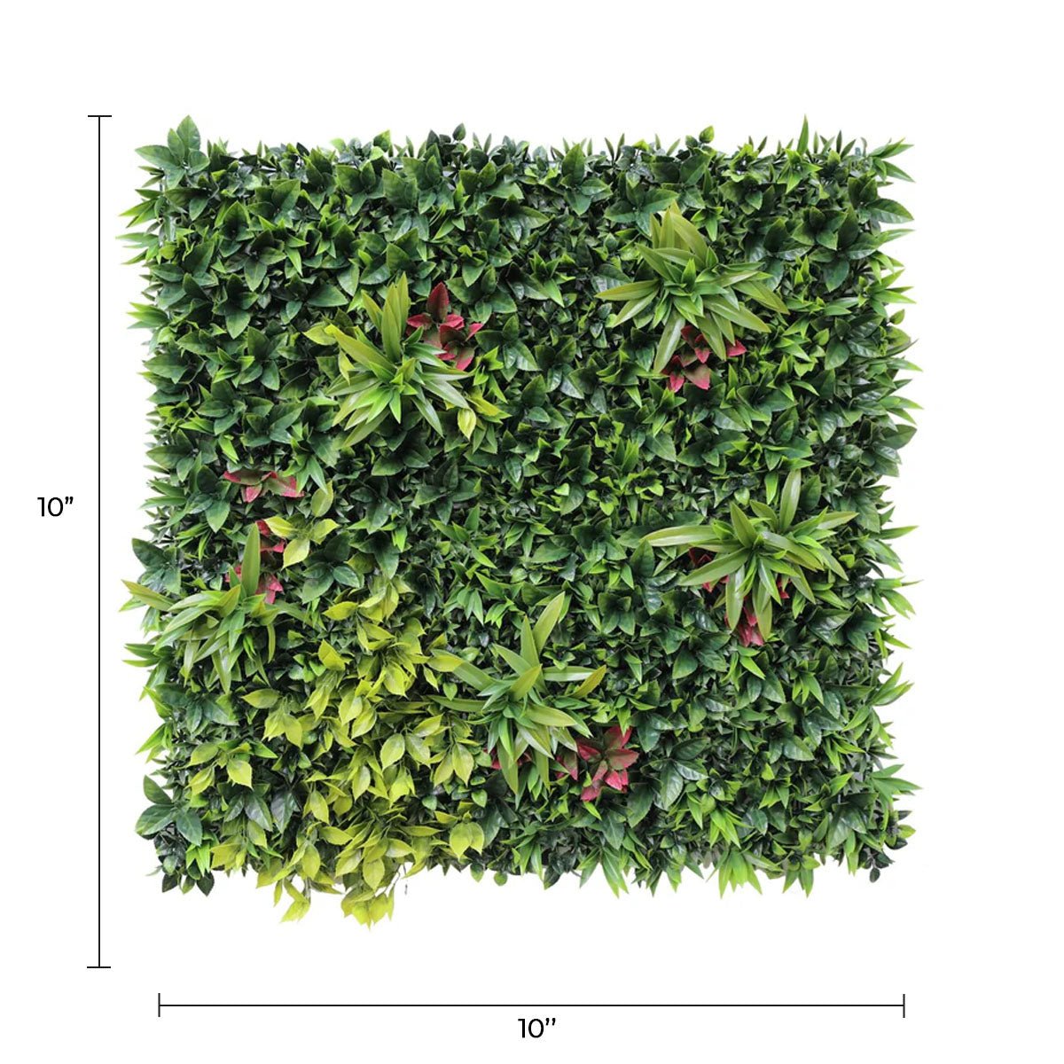 Small sample panel of Designer Plants USA Green Meadows artificial vertical garden with lush green foliage, UV-resistant for outdoor use.