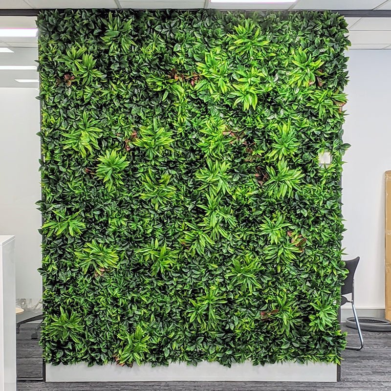 Small sample of Designer Plants USA Green Meadows Vertical Garden panel showing lush green foliage and plant textures.