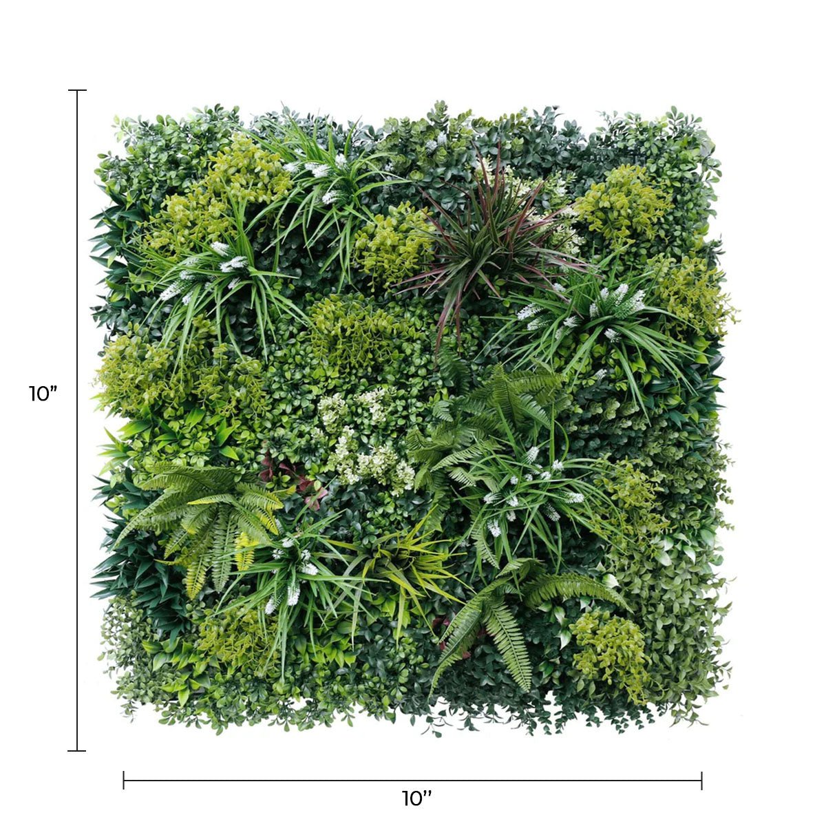 Small sample panel of Designer Plants USA's Lush Spring Vertical Garden, showcasing vibrant, ultra-luxury artificial greenery.