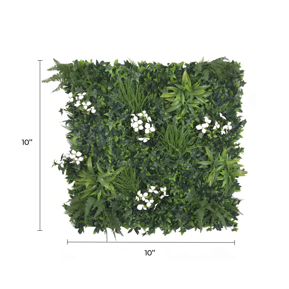 Small sample of Snowy White artificial vertical garden panel by Designer Plants USA, UV resistant, ideal for indoor or outdoor decor