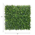 Small sample of Designer Plants USA white flowering artificial boxwood wall panel, UV resistant and suitable for green wall installations.