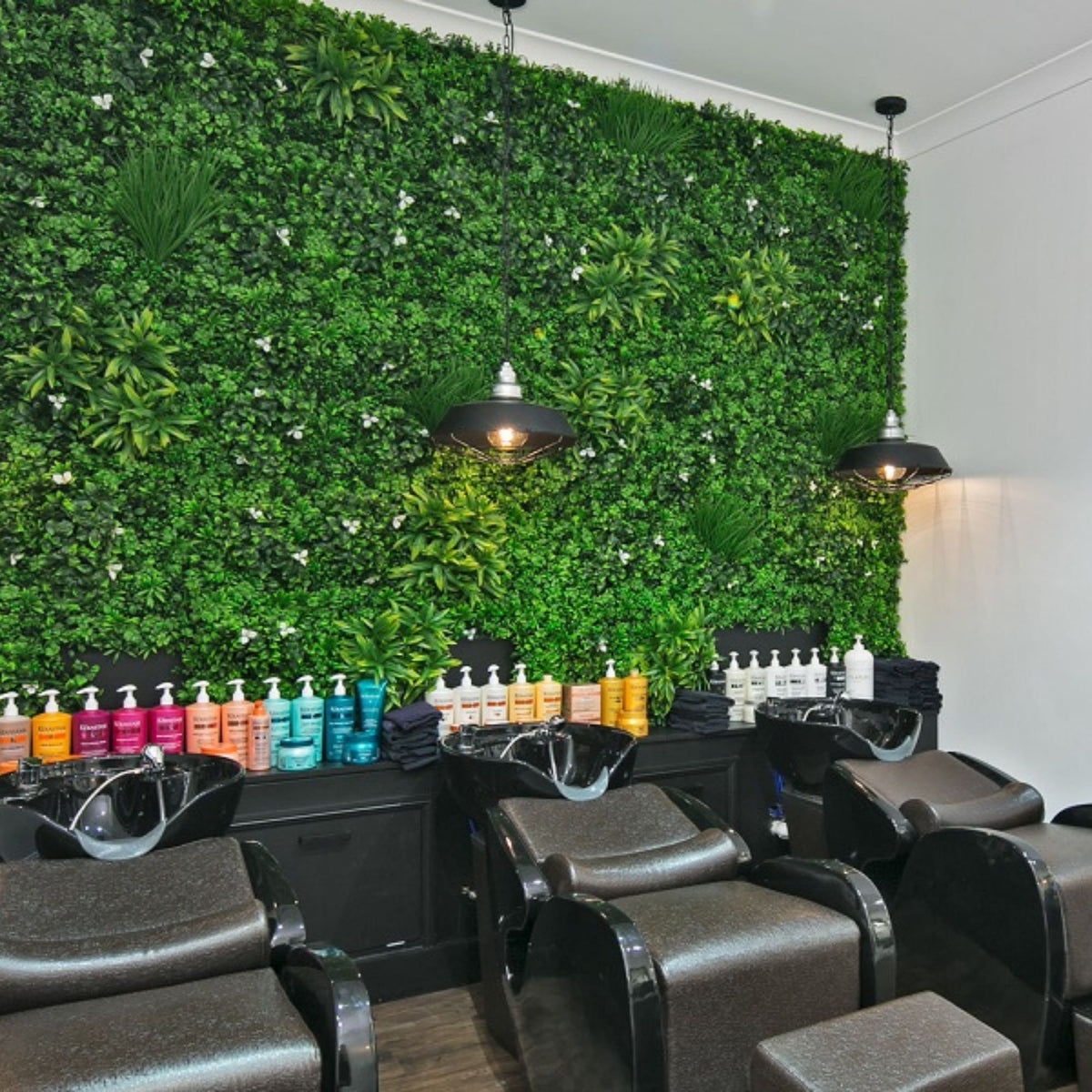 Small sample of Designer Plants USA White Oasis Vertical Garden panel showing lush green plant arrangement.