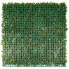 Small sample of yellow English boxwood wall panel from Designer Plants USA, showing artificial boxwood with backing mesh.