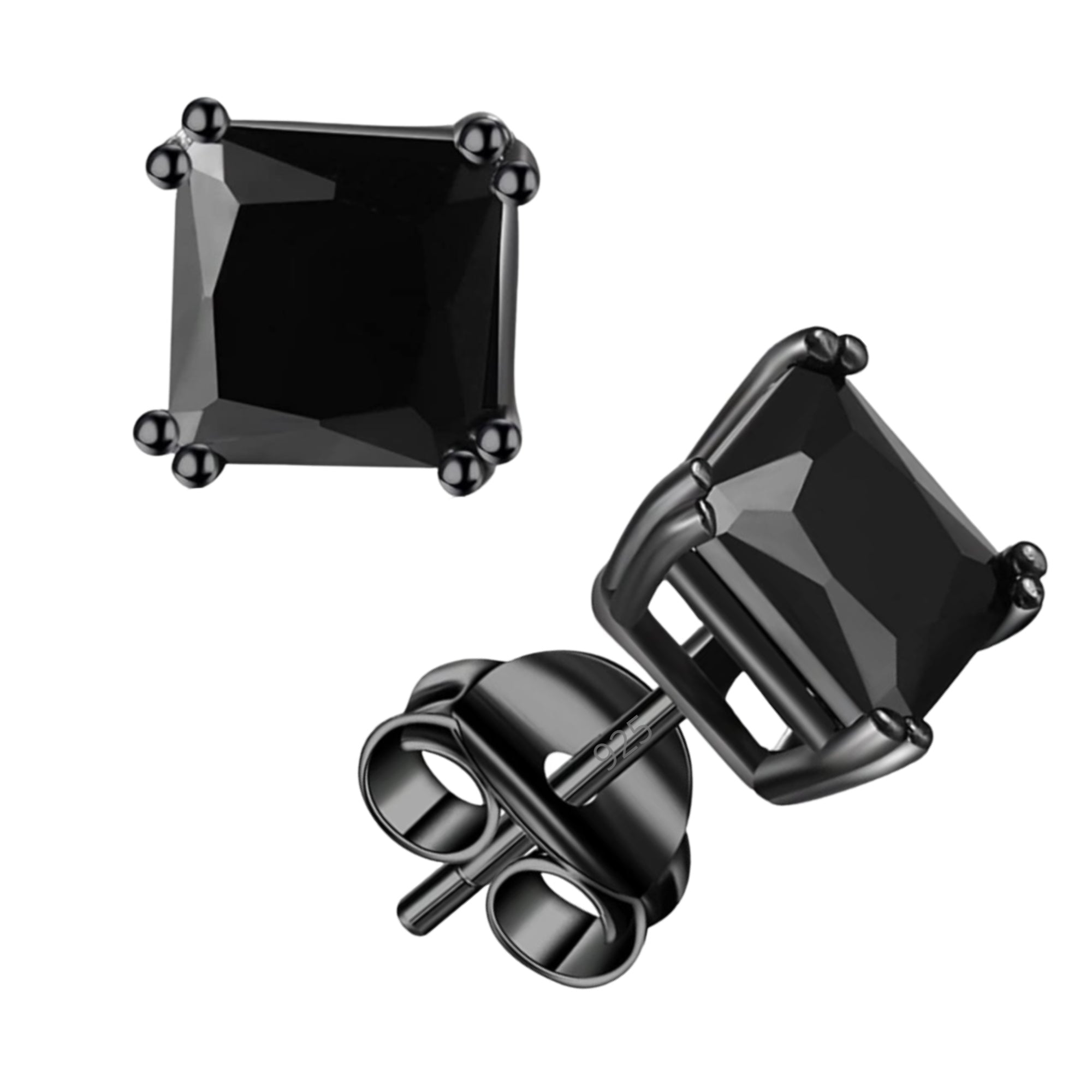 Sterling silver square stud earrings from Donatello Gian's The Black Out collection, showcasing sleek, modern jewelry design.