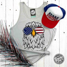 Silver eagle aviator graphic tank top for men and women by The Graphic Tee, stylish unisex sleeveless apparel.