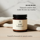 Elderberry Boost Relief & Recover Pain Balm jar with label, natural herbal remedy for soothing pain and inflammation.