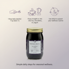 All Natural Elderberry Boost syrup in a 16 oz bottle, made by Elderberry Boost, LLC, featuring dark elderberry extract and natural ingredients.