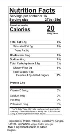 16 oz bottle of All Natural Elderberry Boost syrup by Elderberry Boost, LLC, showing the elderberry-flavored syrup in a clear bottle