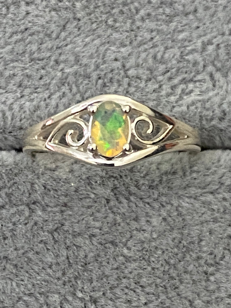 Ethiopian Opal 925 Sterling Silver Ring Size 8 - Practical Magic Store