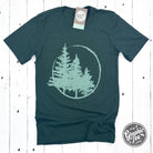 Evergreens Heather Emerald short sleeve graphic tee by The Graphic Tee, soft fabric with a colorful nature-inspired design.