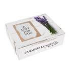Farmers Lavender Co. gift box with lavender, coffee, tea, and honey arranged in a decorative box for gifting.