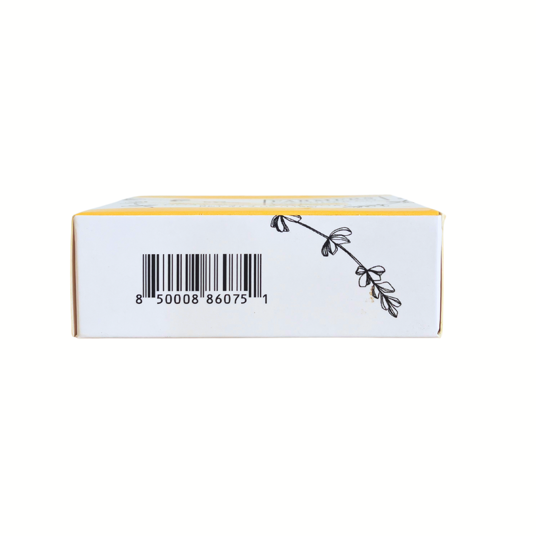 Lavender Chamomile Goat Milk Bar Soap by FARMERS Lavender Co., showcasing a rectangular soap bar with lavender and chamomile visual accents.