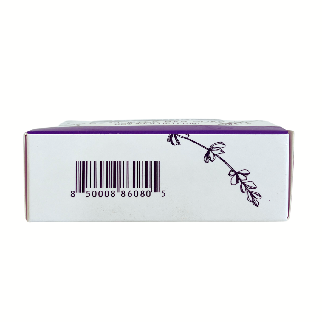 Lavender goat milk bar soap from FARMERS Lavender Co., creamy soap with lavender scent and natural goat milk ingredients.