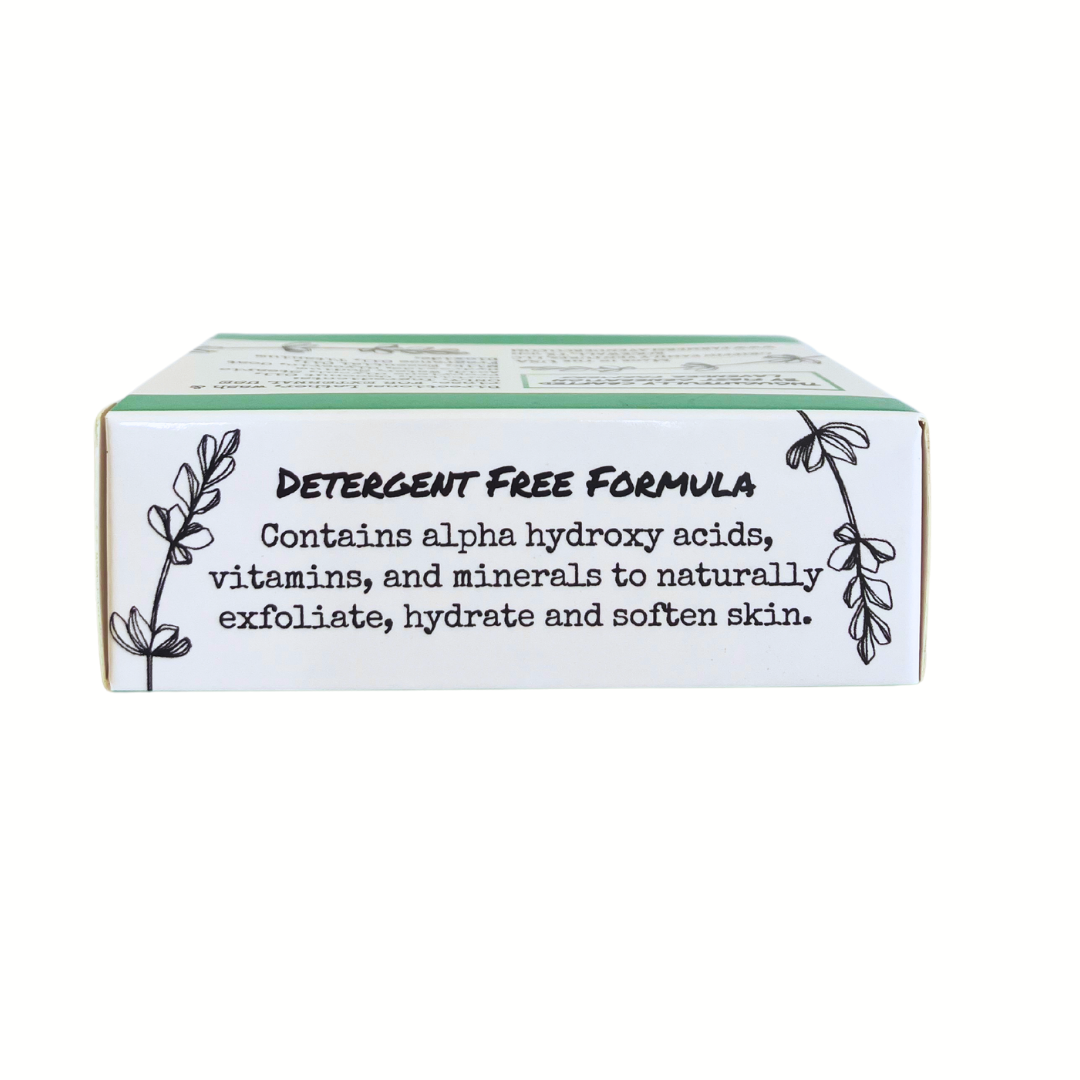 Lavender Mint Goat Milk Bar Soap by FARMERS Lavender Co. with lavender and mint swirls, creamy texture visible in the image.