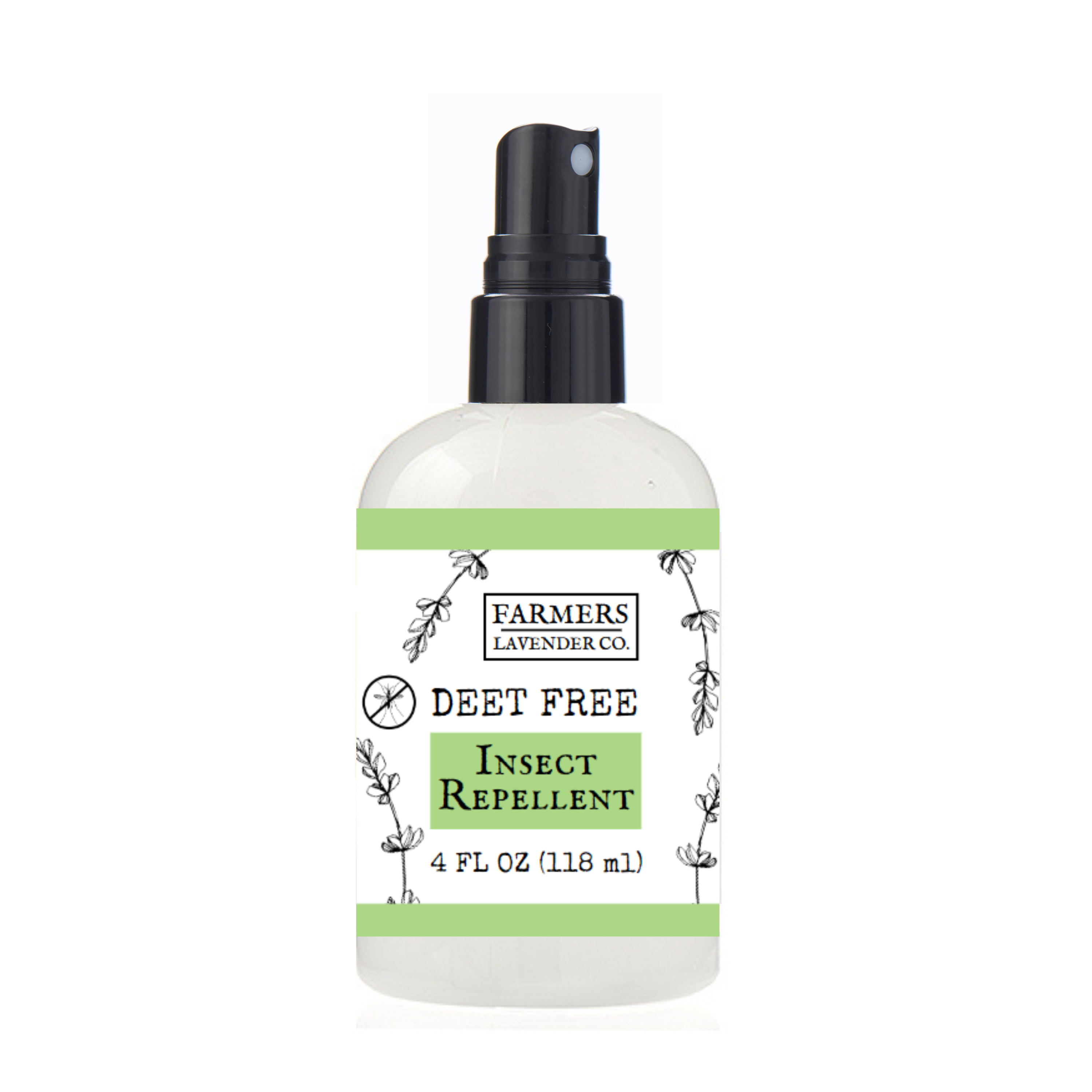 Farmers Lavender Co. DEET-Free Insect Repellent bottle, 4 fl oz, natural lavender scent for bug protection