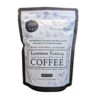 Ground Lavender Vanilla Coffee by FARMERS Lavender Co. with lavender and vanilla flavor visible in the packaging.