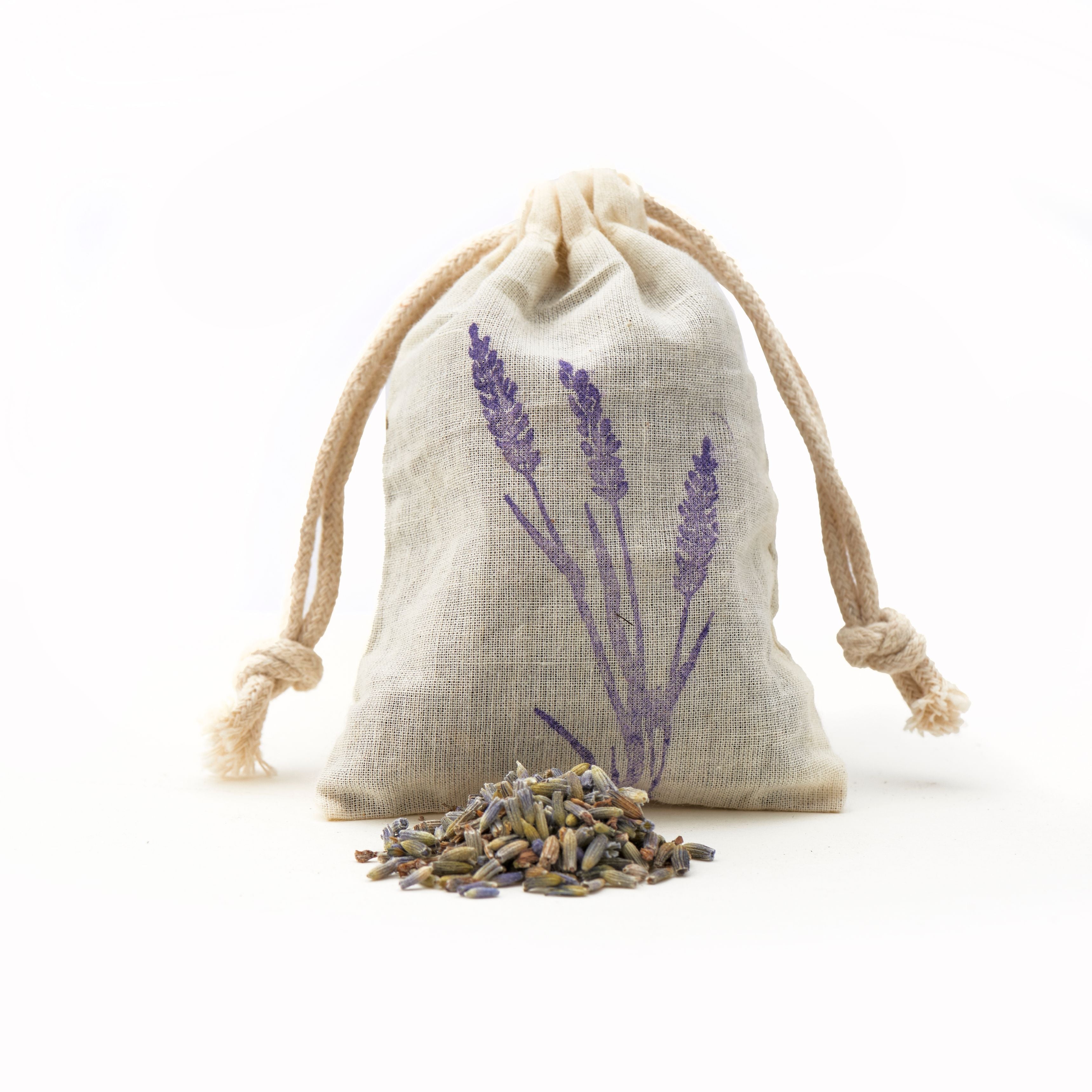 Lavender sachet from FARMERS Lavender Co. featuring a small fabric pouch filled with fragrant dried lavender buds.