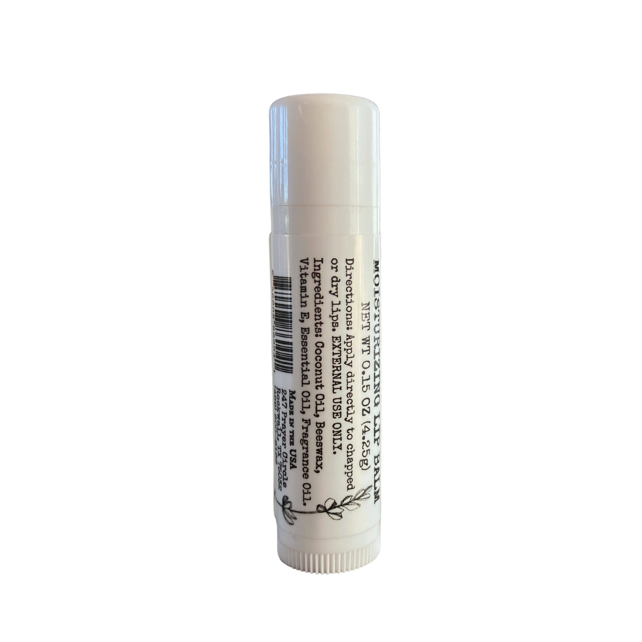 FARMERS Lavender Co. Lavender Honey Lip Balm showing the balm tube with lavender flowers in the background.