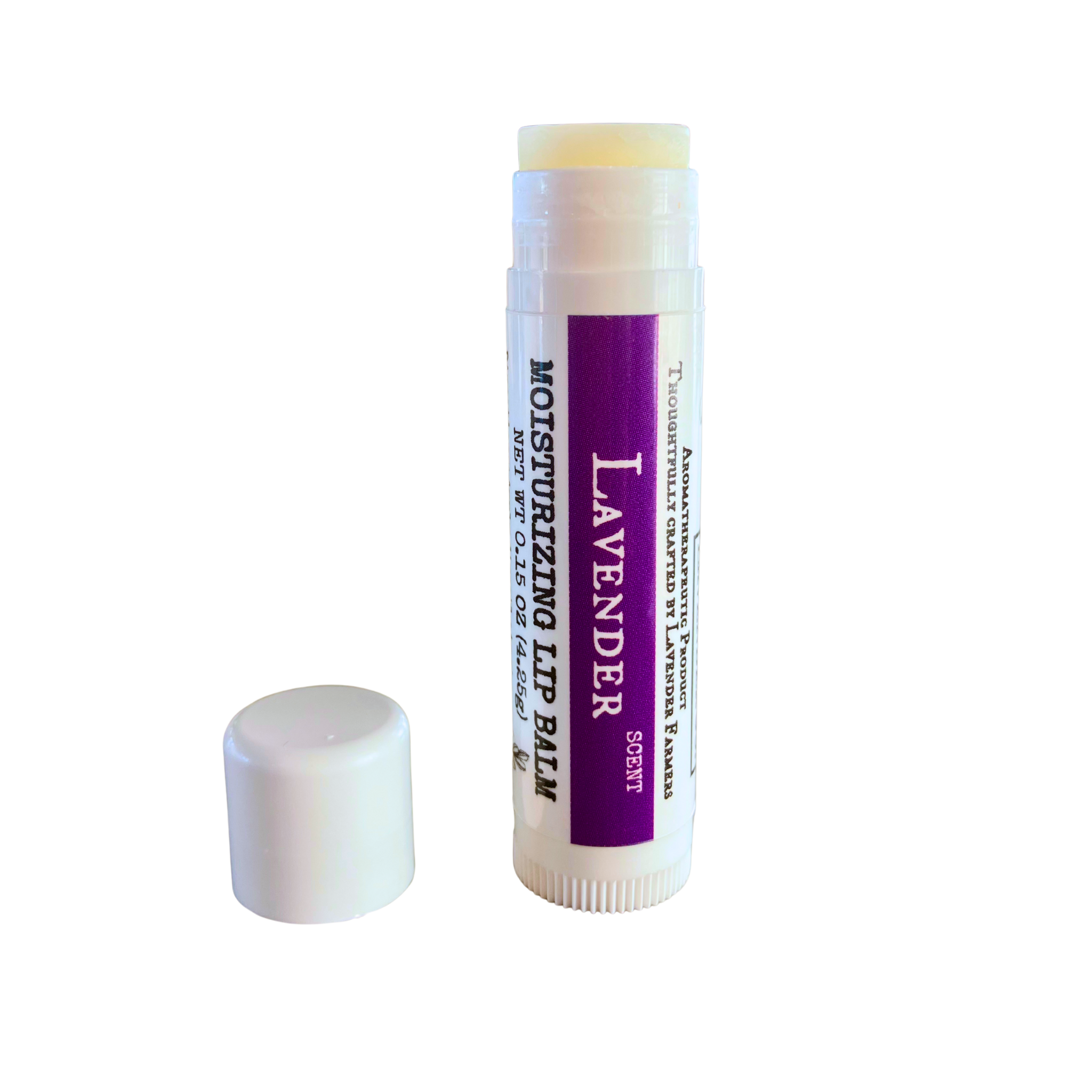 Lavender lip balm by FARMERS Lavender Co. in a small tube, showcasing the soothing lavender-flavored lip balm.