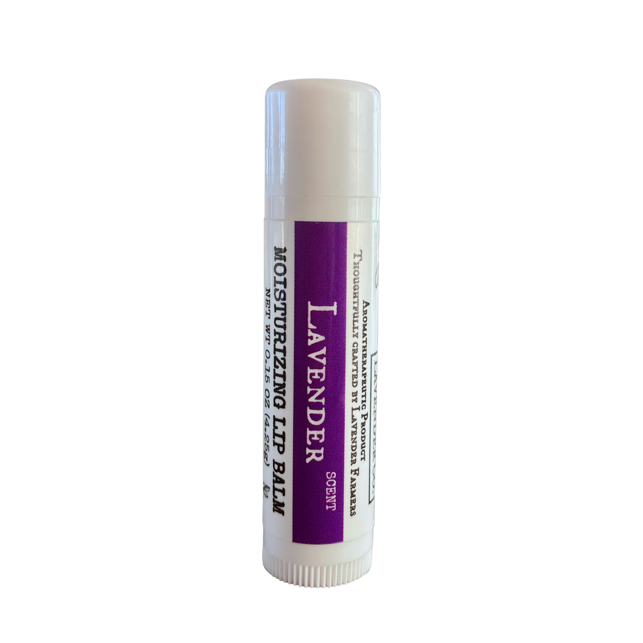 Lavender lip balm by FARMERS Lavender Co. in a small tube, showcasing its smooth lavender-scented balm for soft lips.