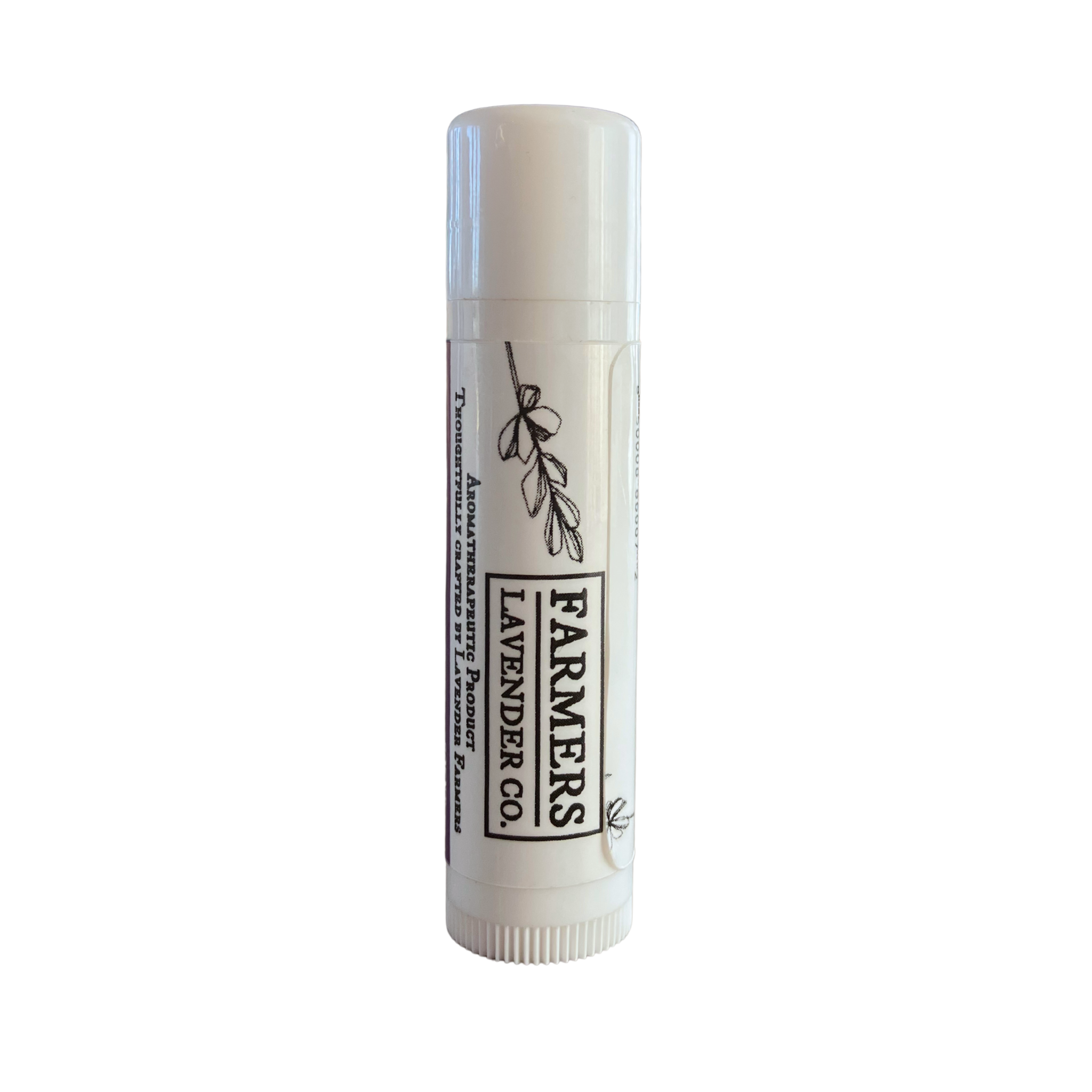 Lavender lip balm by FARMERS Lavender Co. featuring a sleek container with lavender-scented nourishing lip care.