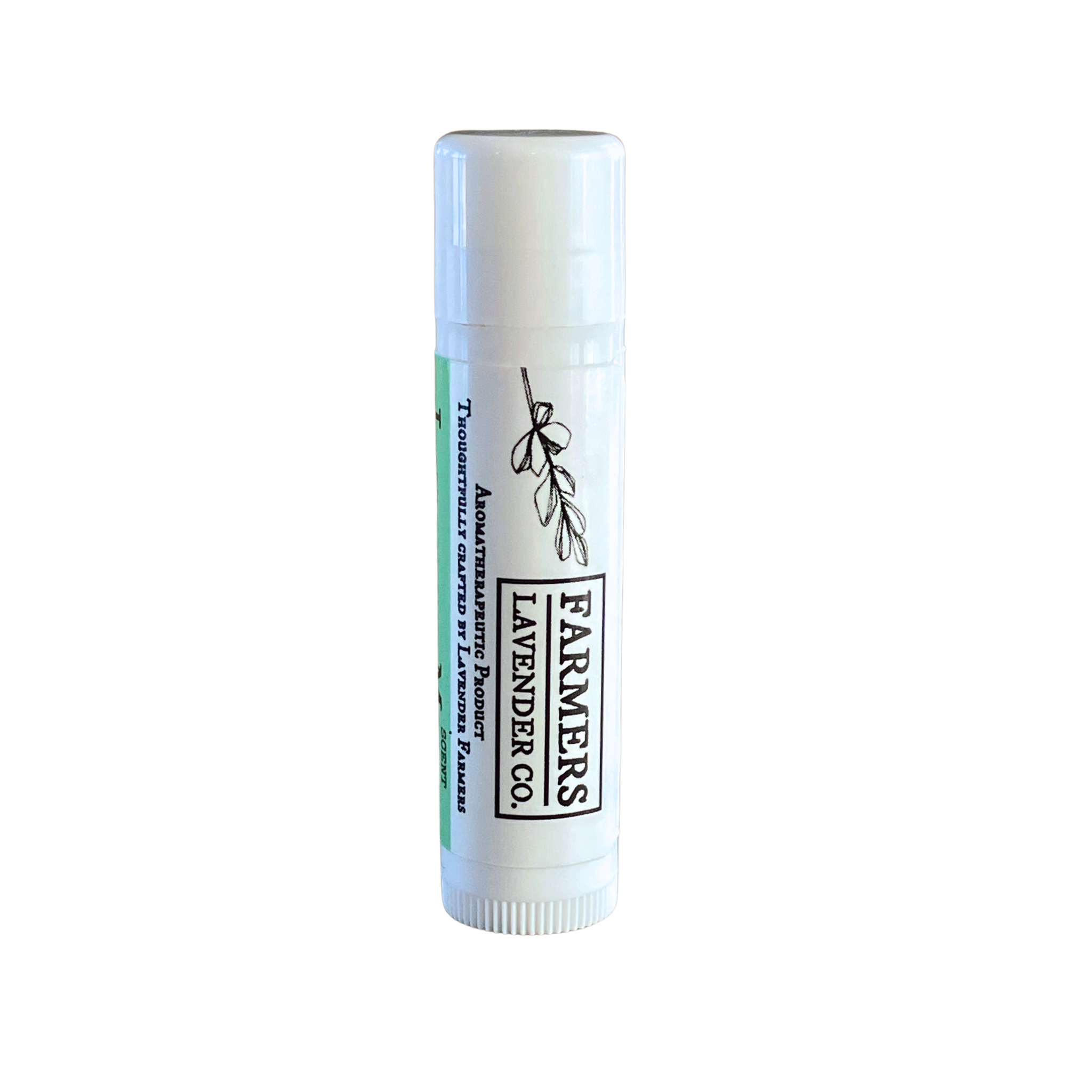 Lavender Mint Lip Balm by FARMERS Lavender Co. featuring a tube with lavender and mint ingredients, designed for nourishing lips.