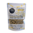 Loose leaf Lavender Chamomile tea blend from FARMERS Lavender Co., showing dried lavender and chamomile flowers in a natural tea mix.