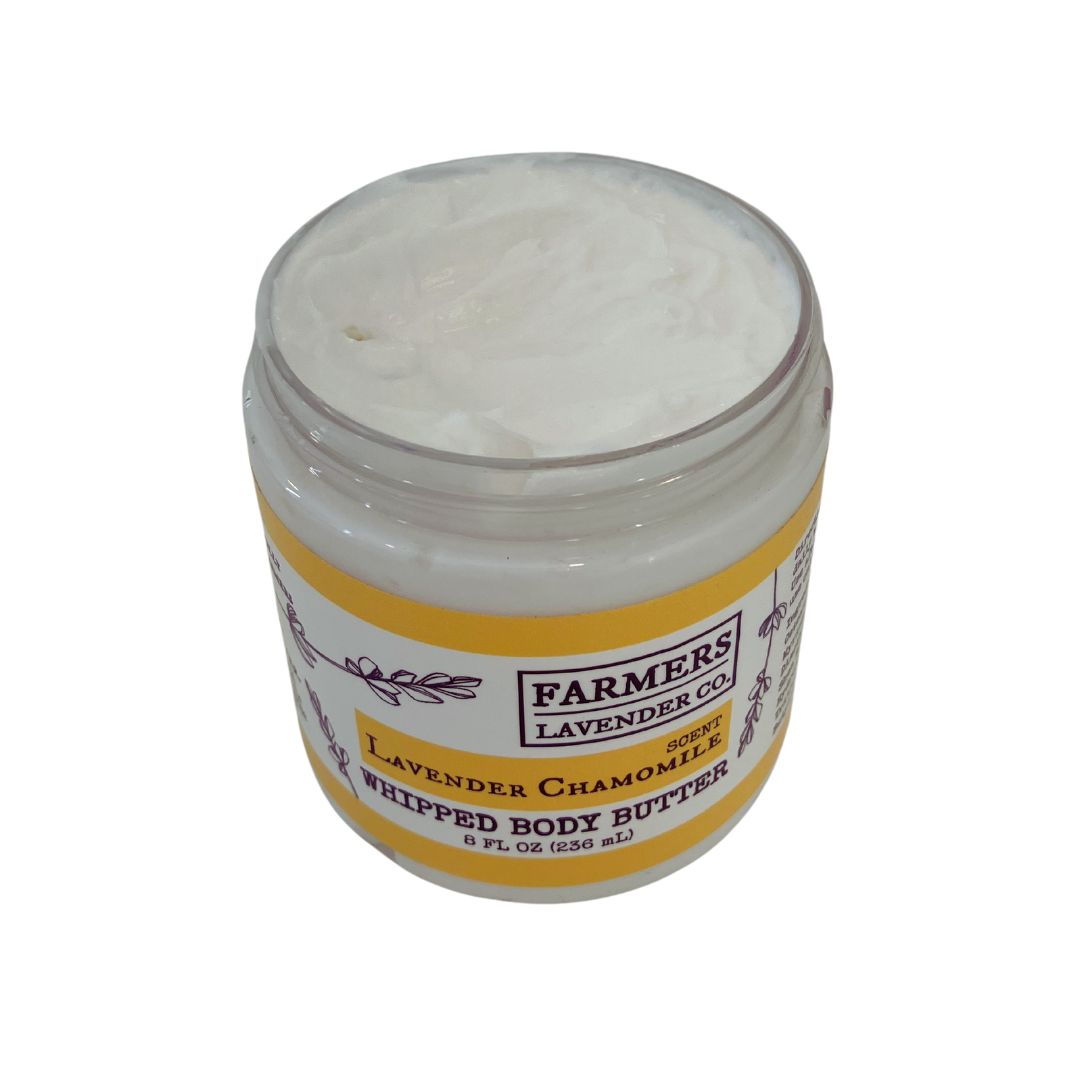 Lavender Chamomile whipped body butter by FARMERS Lavender Co., creamy and smooth with a lavender and chamomile scent.