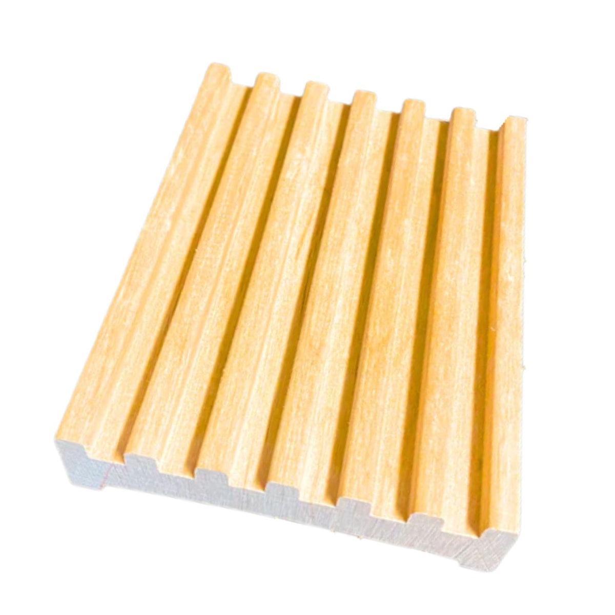 Fern Valley Soap battlement-style wood draining soap dish with goat milk soap resting on it, accessory for kitchen or bathroom.