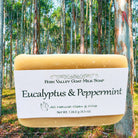 Handmade Fern Valley Goat Milk Soap with natural eucalyptus and peppermint, showcasing the soap's refreshing botanical ingredients.