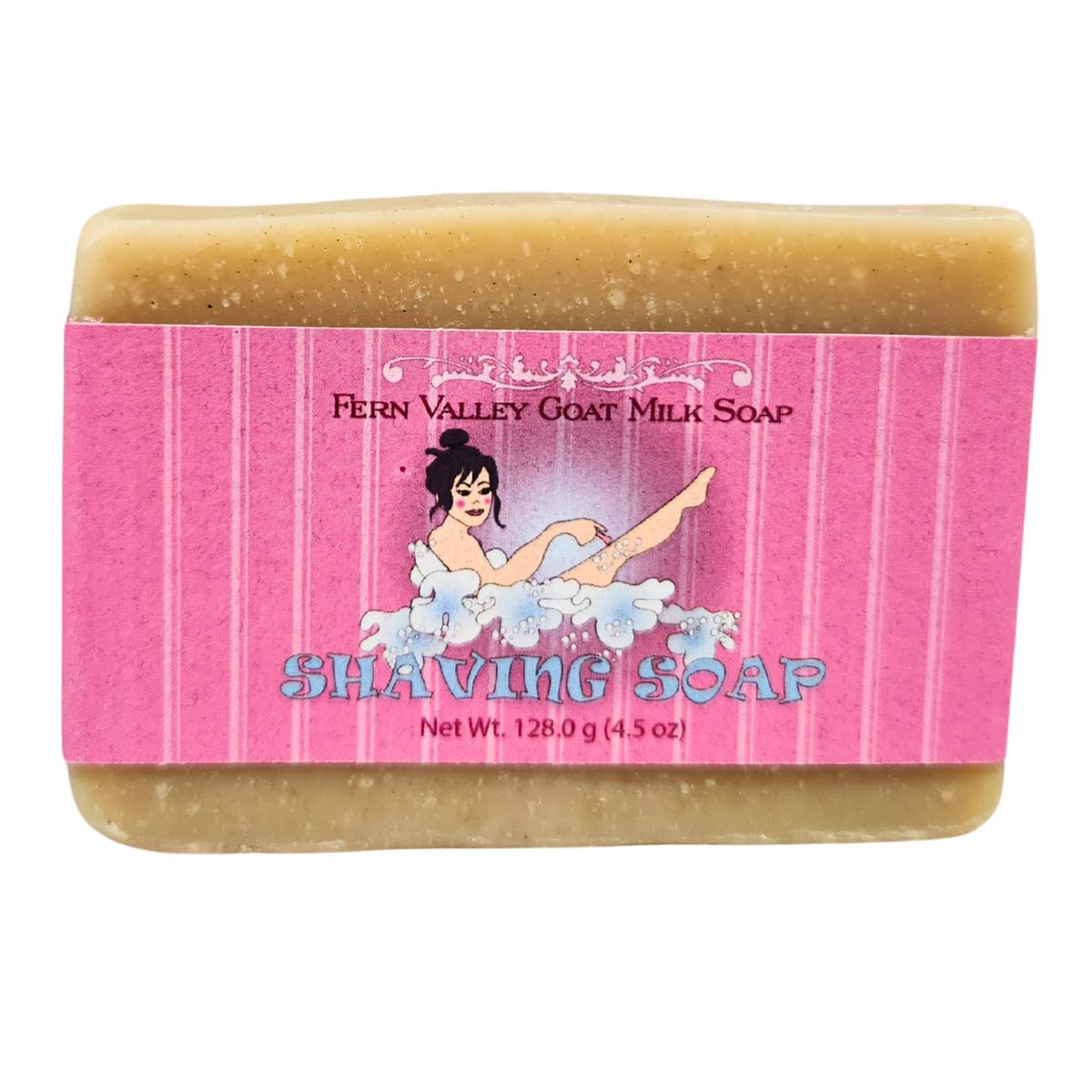 Handmade Fern Valley Goat Milk Soap with coconut and lime verbena scent, designed as a shaving soap for women.