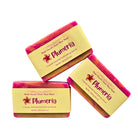 Fern Valley Soap handmade goat milk soap with plumeria tropical scent, featuring a creamy soap bar with floral and tropical accents.