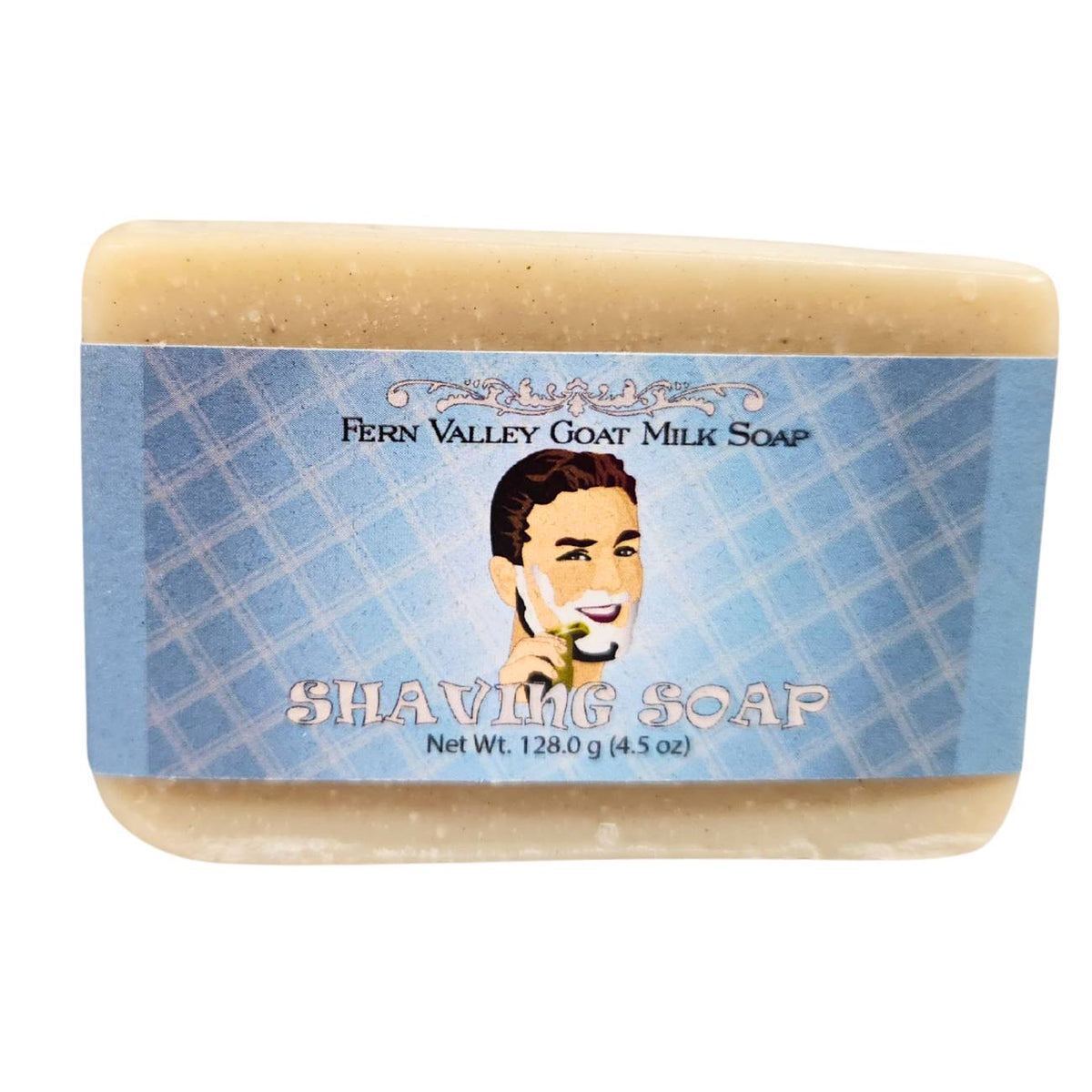 Fern Valley Goat Milk Shaving Soap for Men with Bentonite Clay, creamy lather in a classic soap bar.