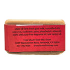 Handmade Fern Valley Goat Milk Soap shower bar with Dragon's Blood scent, featuring a creamy soap texture and decorative packaging.