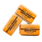 Fern Valley Soap handmade goat milk shower bar labeled Original Woodsman, showcasing rustic packaging and natural soap texture.