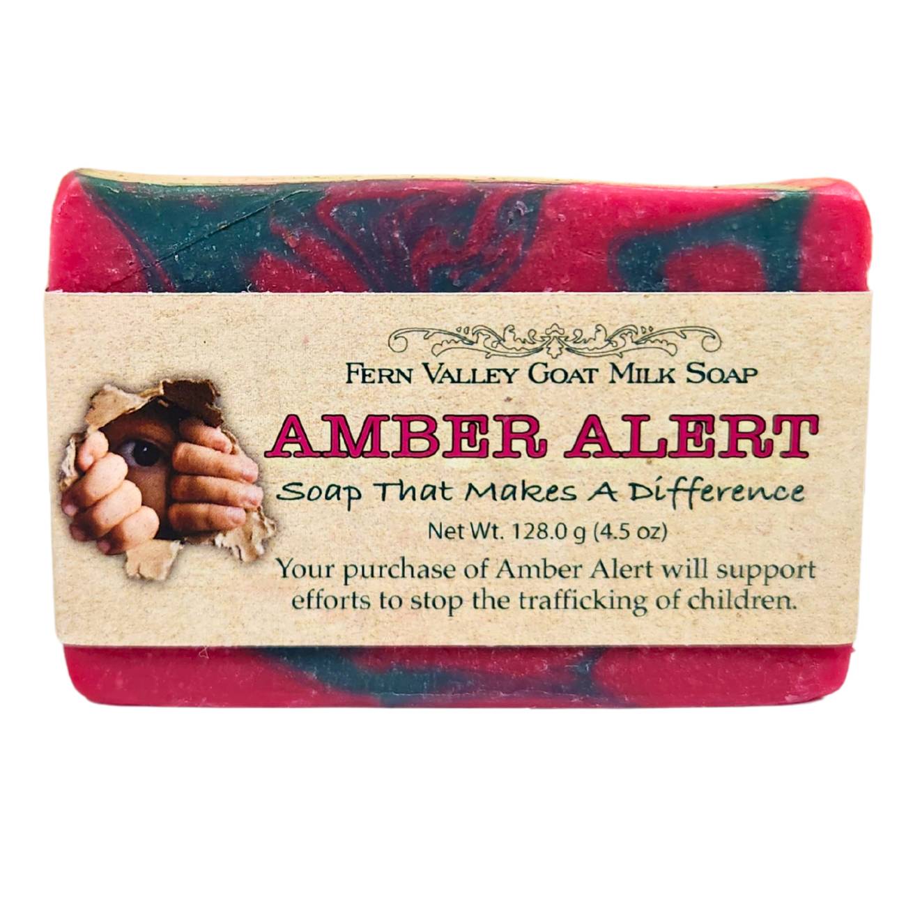 Fern Valley Soap Amber Alert natural goat milk soap bar with amber color and creamy texture, showcasing a soothing skincare product.