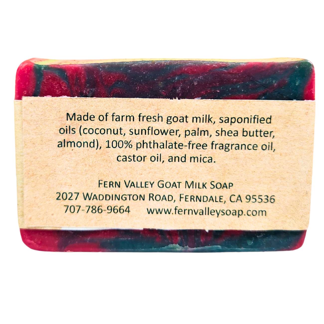 Fern Valley Goat Milk Soap Amber Alert natural soap in a bar, showcasing creamy texture and amber-colored packaging.