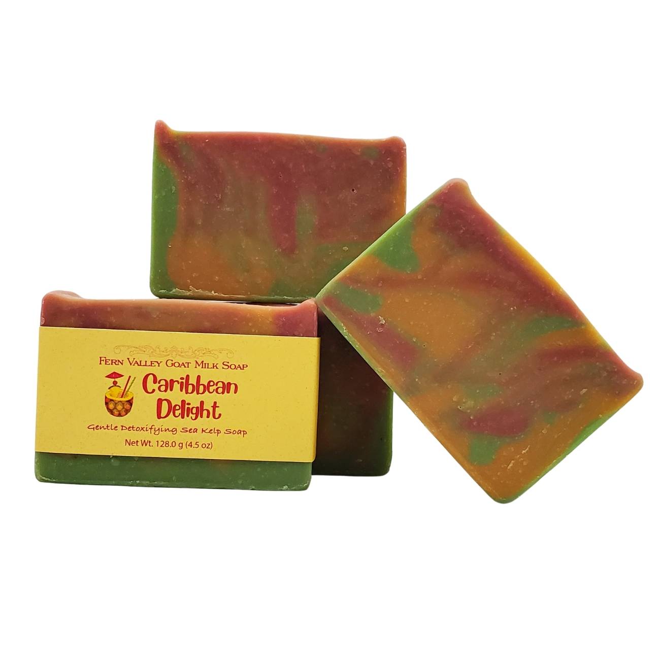 Fern Valley Soap Caribbean Delight goat milk soap with sea kelp scrub, natural detoxifying skincare for smooth, refreshed skin.
