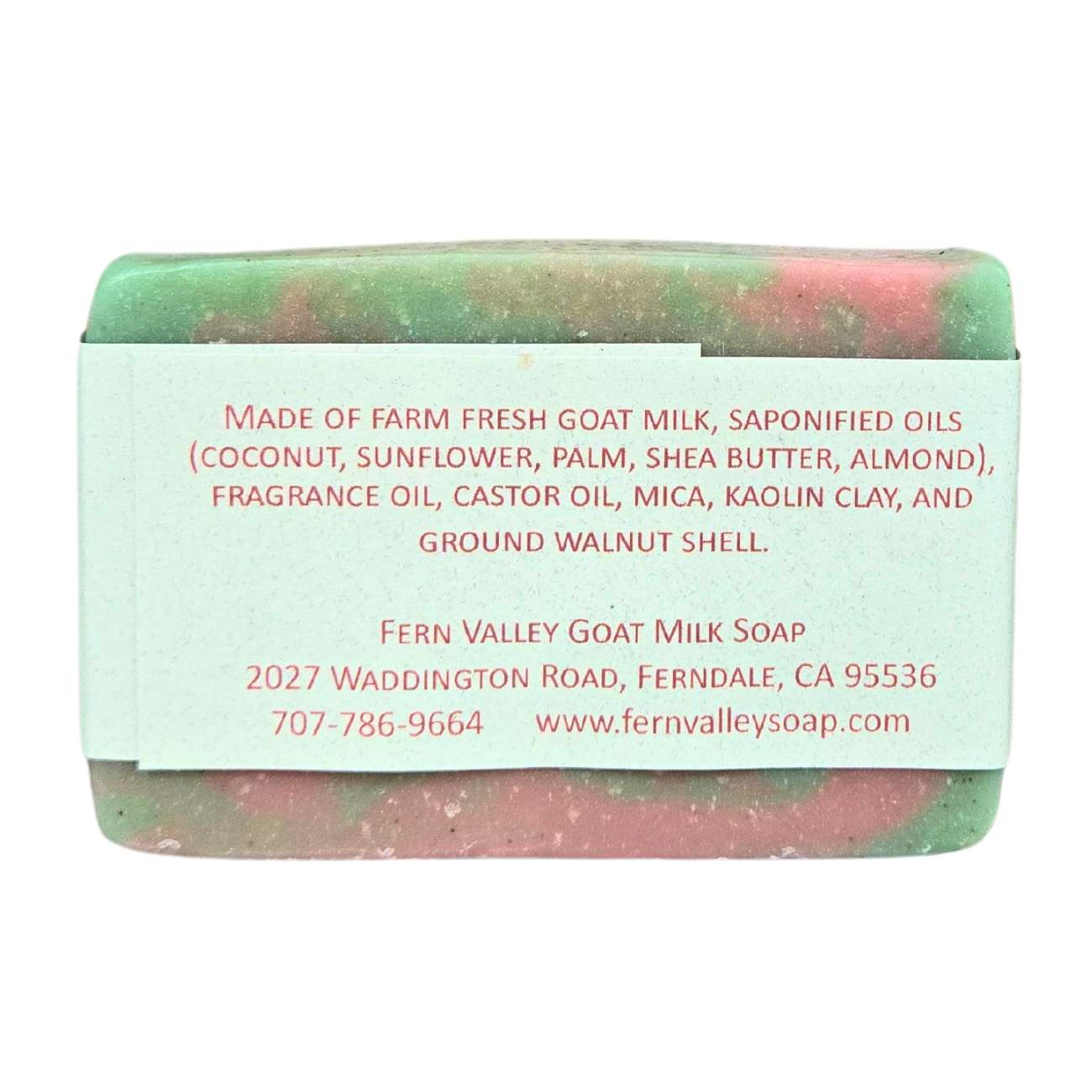 Fern Valley Soap's Natural Goat Milk Soap with exfoliating kaolin clay, featuring a rustic soap bar with a creamy, textured surface.