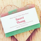 Fern Valley Soap Sweet Thang goat milk soap with exfoliating kaolin clay, showcasing a creamy bar with natural ingredients.