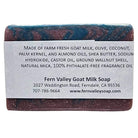 Fern Valley Goat Milk Soap with blueberry cobbler scent and exfoliating scrub texture, featuring fresh blueberries and creamy soap base.