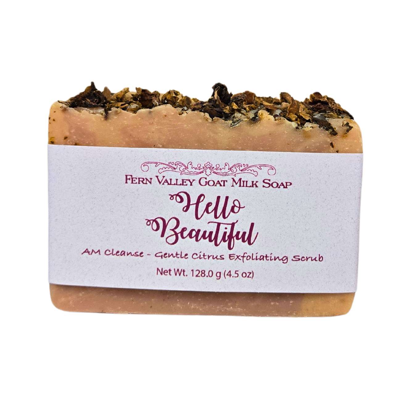 Fern Valley Soap natural goat milk soap with citrus exfoliating scrub, showcasing the textured soap bar and fresh citrus ingredients.