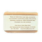 Fern Valley Goat Milk Soap with oatmeal and honey, exfoliating scrub bar showing textured oatmeal and honey ingredients.