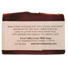 Fern Valley Goat Milk Soap with raspberry truffle exfoliating scrub, showcasing a creamy soap bar with raspberry and truffle accents.