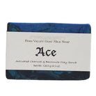 Fern Valley Soap Ace natural goat milk exfoliating soap for men, showing a bar of creamy goat milk soap with exfoliating texture.
